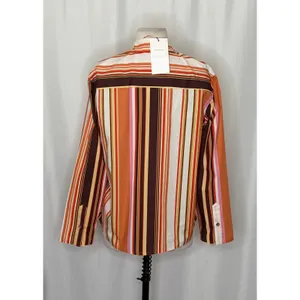 NWT!! ZARA Colorful Striped Buttondown Shirt Top‎ Cotton Notch Collar Small thumbnail 8