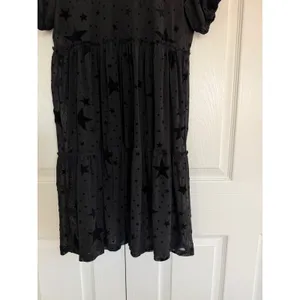 Disturbia Orion Black Mesh Star Print Overlay Dress Lace Collar Goth Celestial thumbnail 5