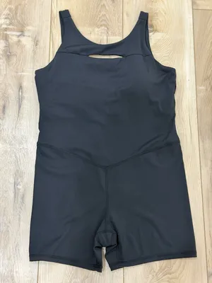 JoyLab Black Athletic Tank Romper with Subtle Chest Cutout thumbnail 2