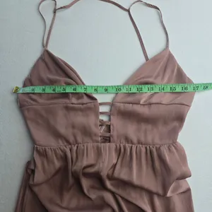 ASOS NWT 25Y Women Mauve Satin Wide Leg Jumpsuit Strappy V-Neck Open Back Size 6 thumbnail 6