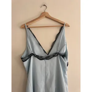 FOR LOVE & LEMONS Mariella Lace Trim Satin Maxi Dress in Blue Size XL thumbnail 8