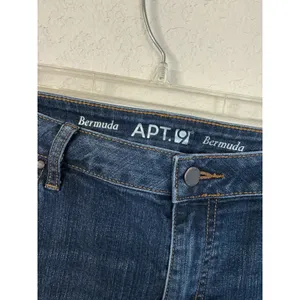 Apt. 9 Bermuda Shorts Size 14 Dark Wash Cuffed Distressed Denim thumbnail 3
