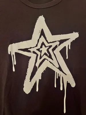 Dark Gray Tee with White Star Graphic Black thumbnail 3