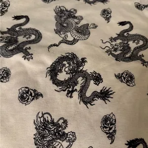 Faded Rose Women's Crew Neck Crop Top Size Small -Chinese Dragon Print thumbnail 3