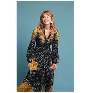 Farm Rio Floral-Blocked Maxi Dress Size XS thumbnail 5