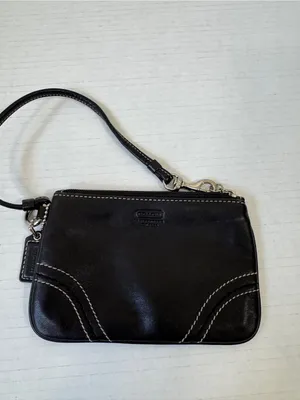 Coach Black Leather Wristlet Wallet Mini Classic thumbnail 10