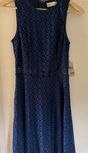 Altar'd State Navy Floral Lace Sleeveless Mini Dress thumbnail 1