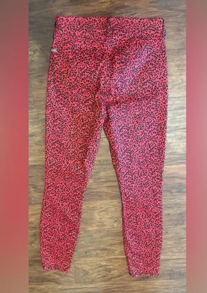 Alice + Olivia Good High Rise Ankle Skinny Jeans Red Leopard Funky Rock Size 28 thumbnail 2