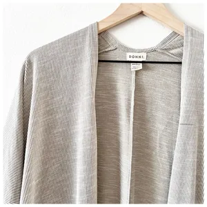 Donni Antropologie Slouchy Cardigan Open Pockets Layer Textured Ribbed Loose Fit thumbnail 7