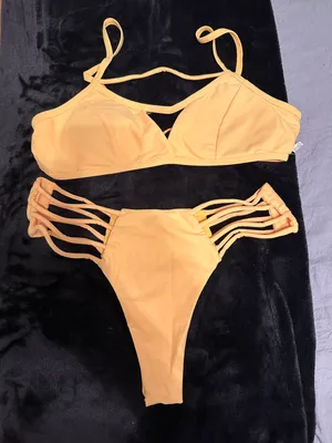 Zaful Yellow Thong Bikini Set thumbnail 1