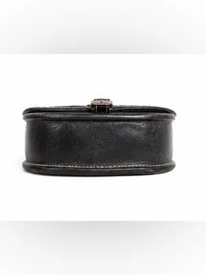 Vintage black leather woven crossbody purse thumbnail 5