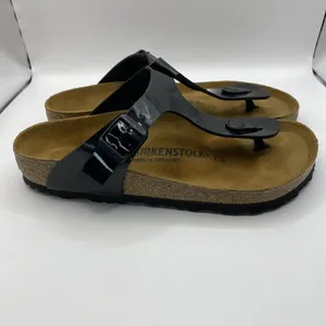 Birkenstock Black Faux Patent Leather Gizeh Sandals Made in Germany Sz EU 37 W6‎ thumbnail 4