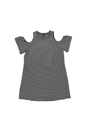 Want and Need Black White Stripe Cold Shoulder Dress Size Large SKU#C24319 thumbnail 2