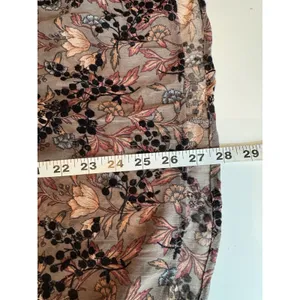 Knox Rose Floral Ruffle Smocked Yoke Top Taupe Black Floral Velvet Romantic Sz L thumbnail 9