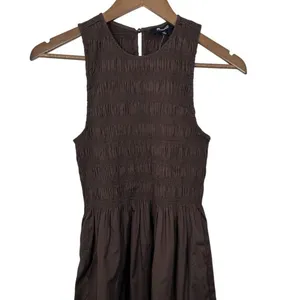 Madewell Melody Smocked Sleeveless Mini Dress Dark Brown Cotton‎ Poplin XXS NWT thumbnail 5