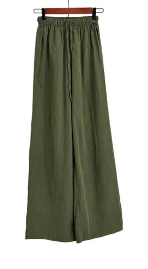 Princess Polly Paigey Flowy Wide Leg Green Drawstring Casual Relaxed Pants 2 thumbnail 1