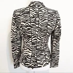 Calvin‎ Klein Blazer Size 4 Black Cream Zebra Animal Print Executive Sleek Retro thumbnail 10