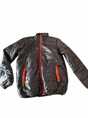 Women's Black and Orange Lightweight Puffer Jacket Size XL #260821 thumbnail 2
