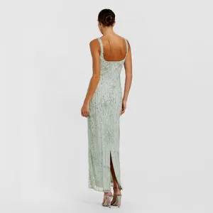 MAC DUGGAL 94129 Green Beaded Mesh Scoop Neck Fitted Gown With Bows thumbnail 7