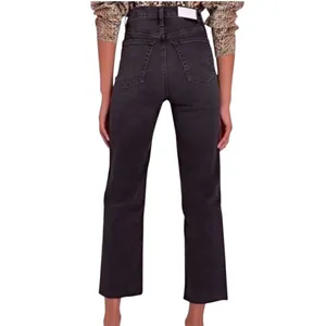Re/Done Womens High-Rise Straight Leg Black Denim Jeans Size 29 thumbnail 4