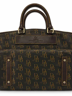 Dooney & Bourke Brown Monogram Satchel with Gold Hardware thumbnail 3