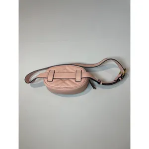 Pink Faux Leather Belt Bag Crossbody Adjustable Strap Zip Closure Oval Shape thumbnail 4
