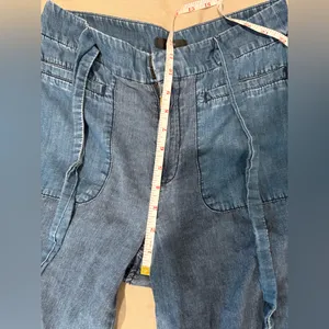 J. Crew Light Wide Leg Cropped Chambray Trousers with Tie‎ Belt Size S thumbnail 7