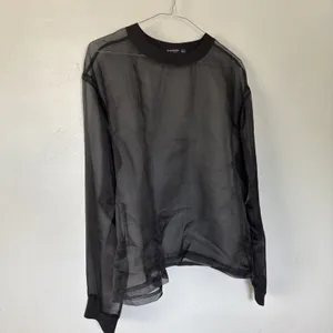 Stradivarius Black Sheer Mesh See Through Sheer Long Sleeve Top Oversize Small thumbnail 2