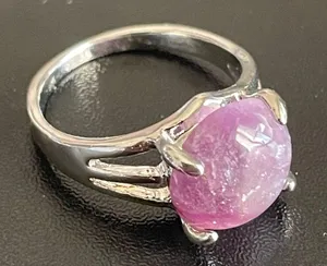 Round purple amethyst S925 silver ring size 7.5 thumbnail 6