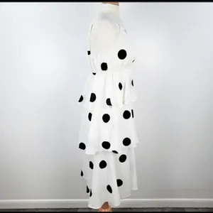 O.P.T Polka dot midi Dress layered ruffles Black Size XS thumbnail 9