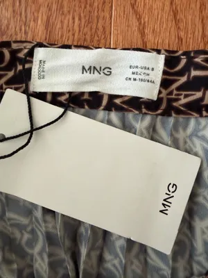 NWT MANGO Woman’s Maxi Monogram Pleated Skirt, Sz S thumbnail 5