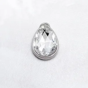 Vintage Pendant Clear Teardrop Shape Gem Set In Silver Tone thumbnail 1