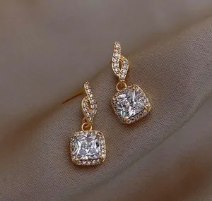 Elegant Luxury CZ Cubic Zirconia Dangle Drop Earrings for Women thumbnail 1
