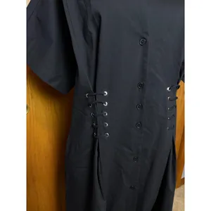 Exquise Anthropologie Tobie Tie-Waist Shirt Dress Black Lace Up Corset Detail thumbnail 4