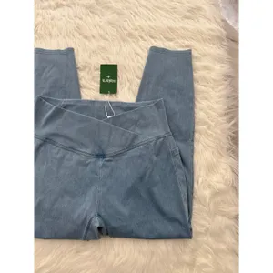 Halara Flex Crossover Pocket Denim Skinny Jeans Leggings Blue Denim Large 7/8 thumbnail 6