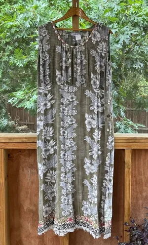 Faith Vintage Sage Green Embellished Boho Maxi Dress Size M thumbnail 1