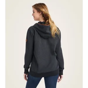 Ariat Real Elevated Hoodie Women’s Sz XL Fleece Leather Trim Henley Sweatshirt thumbnail 2