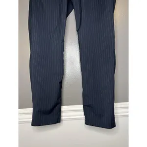 Abercrombie & Fitch Dress Pants Womens Med Blue Pinstripe Stretch Elastic Waist thumbnail 3