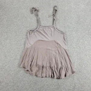 Altar'd State Flowy Tank Top Womens S Pink Stretch Ruffled Adjustable Tie Straps thumbnail 3