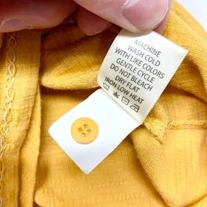 Max Studio Tie Front Ruffle Sleeve Top Women L Yellow Button Up Slub Knit Size L thumbnail 8