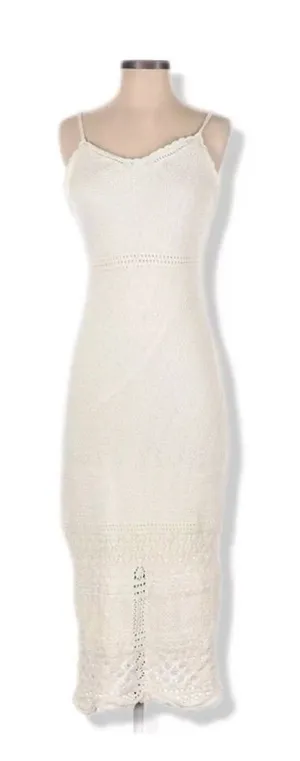 Freshman 1996 White Crochet Long Dress Adjustable Straps Fully Lined Size S thumbnail 1