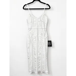 NEW Lulus Alluring Interest White Sequin Embroidered Sleeveless Midi Dress thumbnail 5