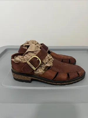 Bass Leather Fisherman Sandals (Sz 8.5) Cognac Brown Cork thumbnail 2