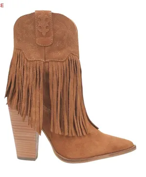 DINGO Crazy Train Fringe Embroidered Snip Toe Cowboy Booties Camel,Size 9.5 NWOT thumbnail 1
