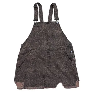 Free People womens size 8 animal print overall jumper distressed dress denim thumbnail 10