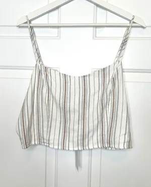 Sage The Label Crop Top XL Ivory Multi NWT Striped Smocked Boho thumbnail 1
