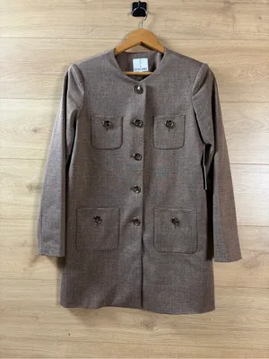 Gustavo Arango Collarless Menswear Style Blazer Jacket Size 4 Brown thumbnail 2