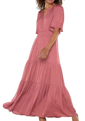 Liverpool Rose Satin Midi Dress Large thumbnail 1