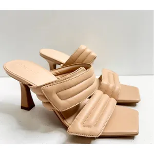 Abound‎ Double Strap Sandals Womens Size 6 Qarly Heeled Tan Square Toe Slip On thumbnail 2