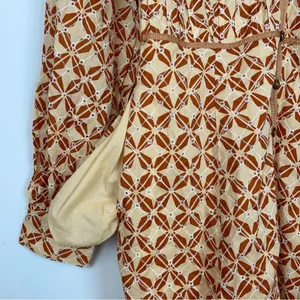 Lost + Wander Golden Dawn Orange Geometric Print Long Sleeve Boho Midi Dress S thumbnail 4